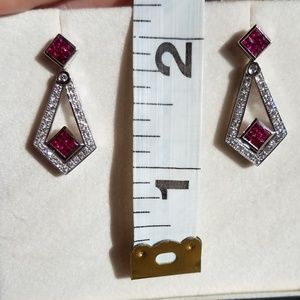 Ruby & Diamond Earrings, in 18K White Gold